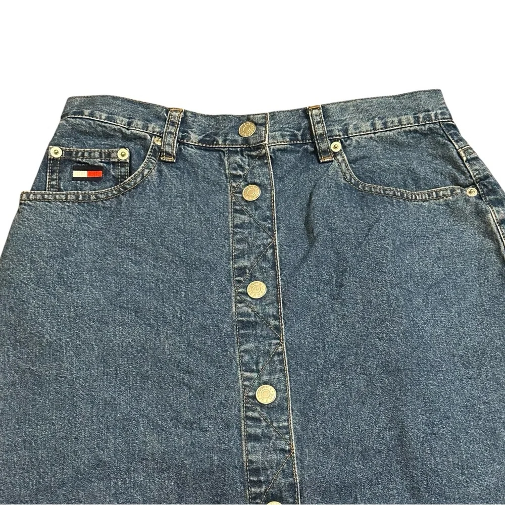 Tommy Hilfiger Y2K Denim Maxi Button Down Skirt Size 8 - Picture 2 of 6